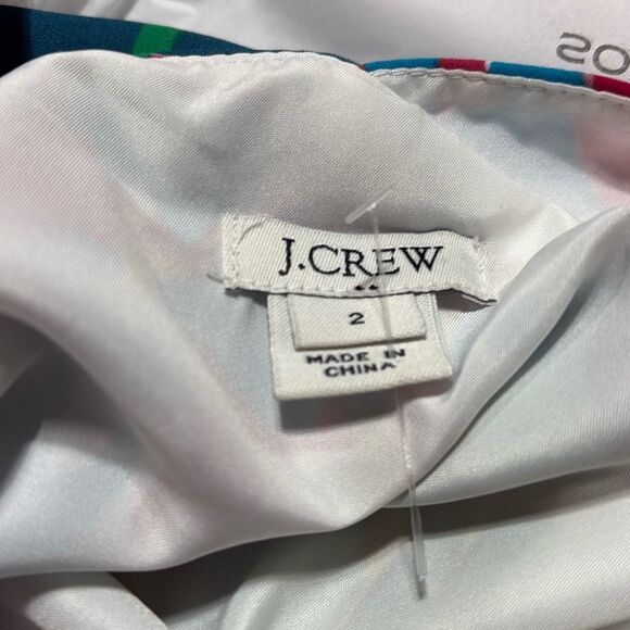 J. Crew Tropical Print Asymmetrical Bright Mini Dress Ruffles Multi 2 - Picture 10 of 13